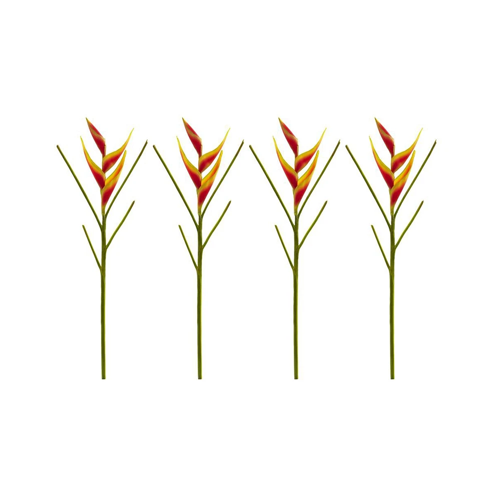 Slickblue Exotic Heliconia Artificial Flower for Bold Decor (Set of 4)