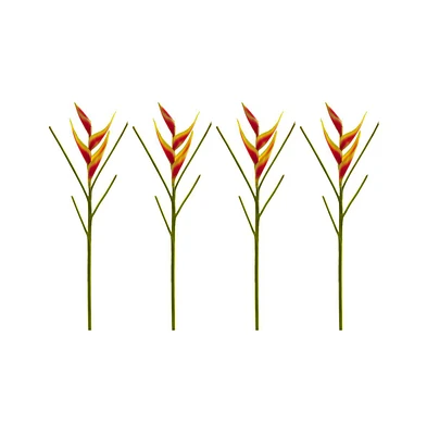 Slickblue Exotic Heliconia Artificial Flower for Bold Decor (Set of 4)