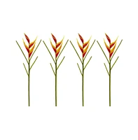 Slickblue Exotic Heliconia Artificial Flower for Bold Decor (Set of 4)