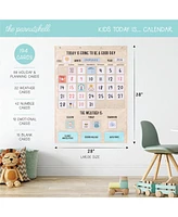 The Peanutshell Today Is A Good Day Educational Wall Calendar for Kids with Activities, Preschoolers Ages 3+, Jumbo Size 28"x38", Wood Grain Boho Clas