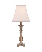 Regency Hill Alicia Cottage Traditional Rustic Small Accent Table Lamp 18" High Distressed Antique Gold Off White Fabric Square Shade Decor for Bedroo