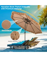 Givimo 10 Feet Hawaiian Style Solar Lighted Thatched Tiki Patio Umbrella