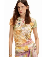 Desigual Women's Lace T-shirt with floral pattern