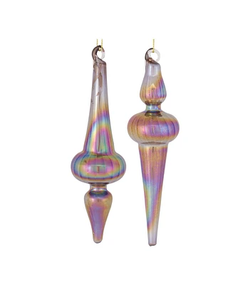 Slickblue Irredescent Glass Finial Drop Ornament (Set of 12)