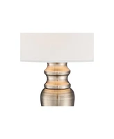 Regency Hill Thom Traditional Candlestick Accent Table Lamp 19 1/4" High Brass Gold Metal White Bell Shade Touch On Off for Living Room Bedroom House