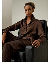 Spread Collar Silk Shirt for Women