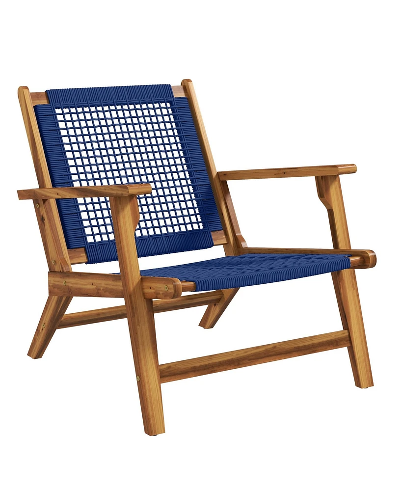 Outsunny Outdoor Wood Adirondack Deck Chair, Coconino Lounge Style Chair, Blue