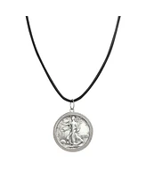 American Coin Treasures 16361 Walking Liberty Silver Half Dollar Pendant with Leather Cord for Men