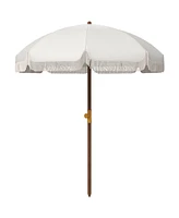 Outsunny 6.2' Ruffled Beach Umbrella with Carry Bag, Vent, Blue Stripe