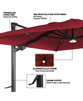 Boyel Living 10x10 ft. 360°Rotation Square Cantilever Patio Umbrella with Bluetooth Speaker and Led Light