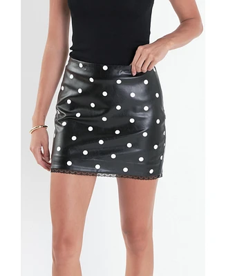 English Factory Women's Polka Dot Pu Mini Skirt