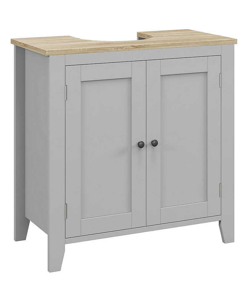 kleankin Pedestal Sink Cabinet, Bathroom Vanity Cabinet with U-Shape