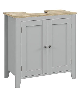 kleankin Pedestal Sink Cabinet, Bathroom Vanity Cabinet with U-Shape