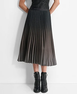 Dkny Women's Pull-On Logo-Waistband Pleated Midi Skirt