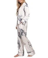 Midnight Bakery Women's 2-Pc. Satin Printed Pajama Set