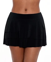 Miraclesuit Women's Solid Layered Ruffle Swim Skirt