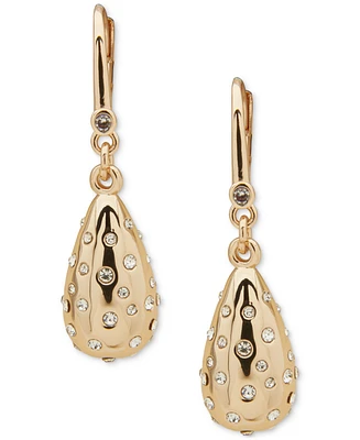 Dkny Gold-Tone Pave Puffy Tear-Shape Drop Earrings