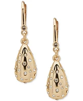 Dkny Gold-Tone Pave Puffy Tear-Shape Drop Earrings