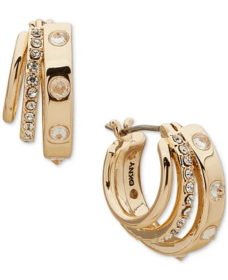 Dkny Gold-Tone Pave & Spike Crystal Triple-Split Hoop Earrings