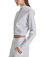 Dkny Sport Women's Full-Zip Cropped Fleece Hoodie