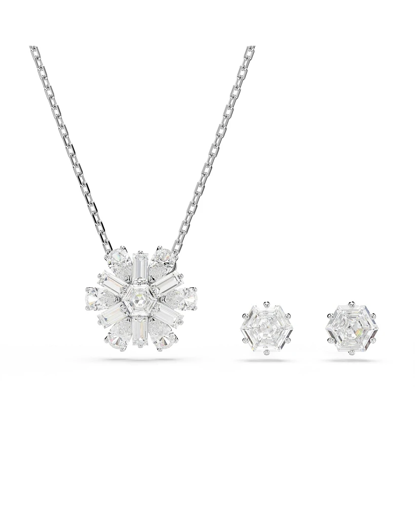 Swarovski Mixed Cuts Snowflake White Rhodium Plated Idyllia Sets