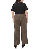 Vince Camuto Plus Plaid High Rise Wide-Leg Pants