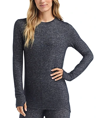 Cuddl Duds SoftKnit Crewneck Thumbhole-Cuff Top