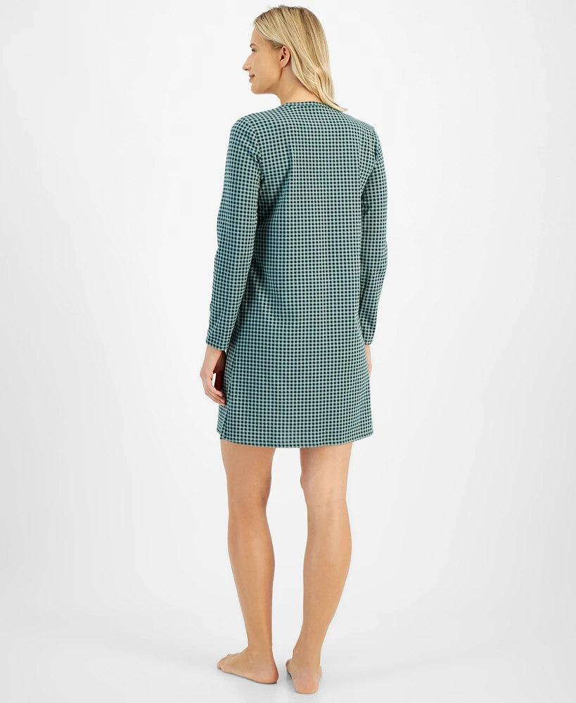 Charter Club Women's Printed Long-Sleeve Sleepshirt, Created for Macy's
