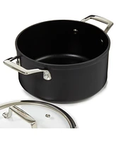 BergHOFF Essentials Non-stick Hard Anodized 8" Stockpot 3.3qt. With Glass Lid, Black