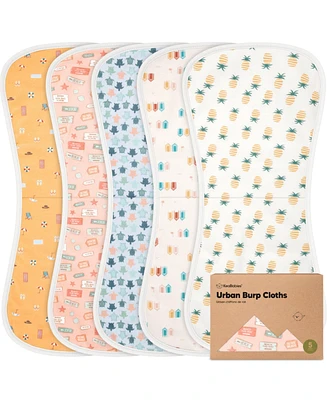 5pk Urban Baby Burp Cloths, Organic Burping Cloth for Babies, Rags Girls, Boys