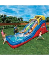 Banzai Double Drop Raceway 2 Lane Inflatable Outdoor Water Slide & Climbing Wall