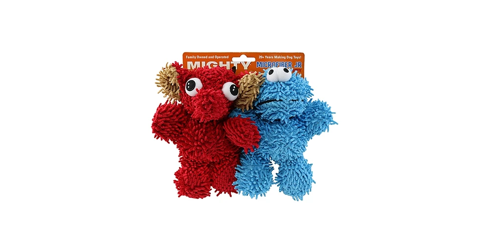 Mighty Jr Microfiber Ball Monster and Elephant 2 Pack, Dog Toy