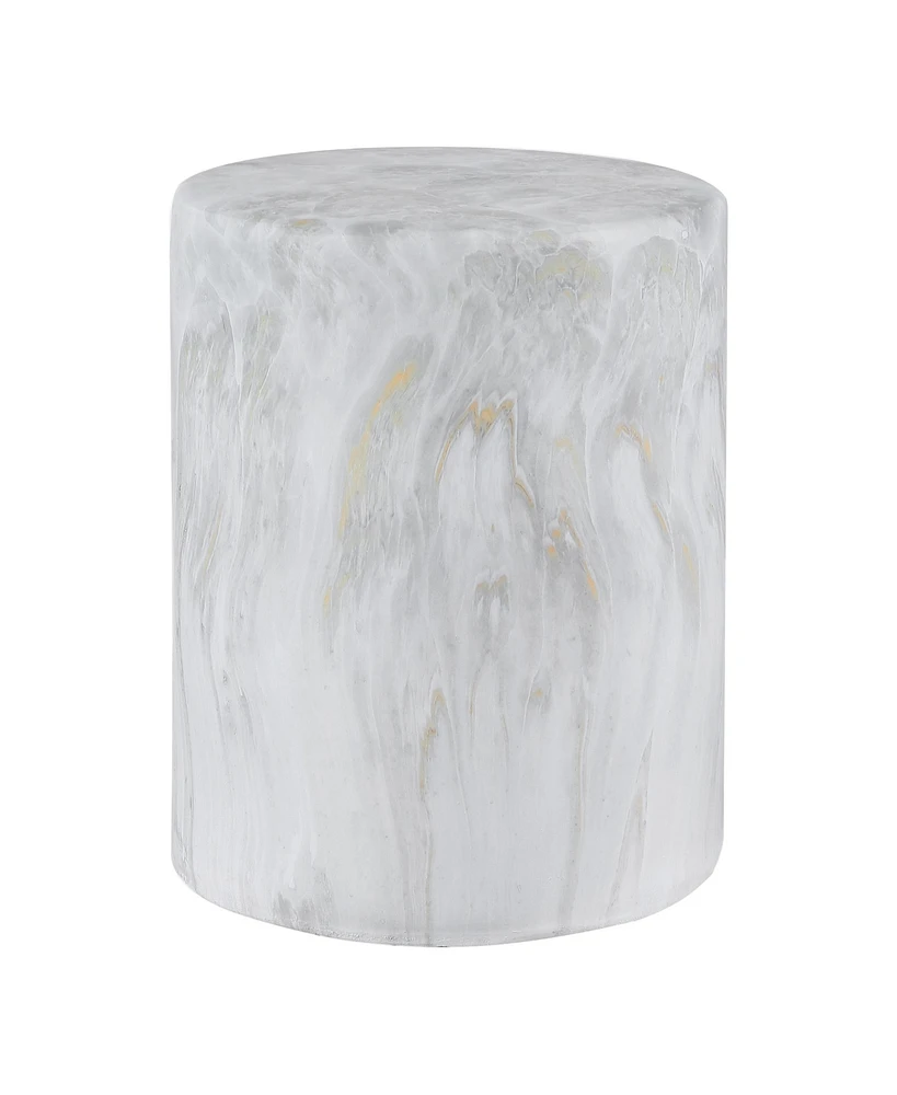 Jonathan Y Troy 16" Modern Minimalist Faux Marble Column Indoor/Outdoor Accent Table, Gray/Gold