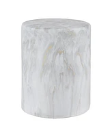Jonathan Y Troy 16" Modern Minimalist Faux Marble Column Indoor/Outdoor Accent Table, Gray/Gold