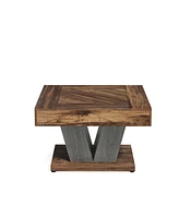 Tribesigns Square Coffee Table, Wood Coffee Table for Living Room, 31.5" Modern Center Table Cocktail Tea Table Accent Table, Rustic Brown & Black