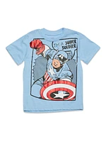 Avengers Little Boys Marvel Captain America Black Panther Iron Man Short Sleeve Graphic T-Shirt