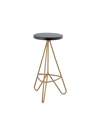 Jonathan Y Trinity 30" Modern Industiral Iron Tripod Backless Bar Stool, White Seat with Gold Frame