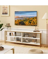 Costway Corner TV Stand for Tvs up to 65" Console Table with Ac Outlets&Usb A Ports
