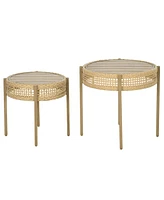 Outsunny Wicker Patio Table Set, Pe Rattan End Table Set, Brown