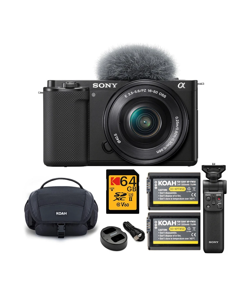 Sony Alpha Zv-E10 Aps-c Mirrorless Vlog Camera with 16-50mm Lens (Black) Bundle