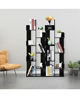 Gymax 8-Tier Bookshelf Bookcase w/8 Open Compartments Space-Saving Storage Rack White