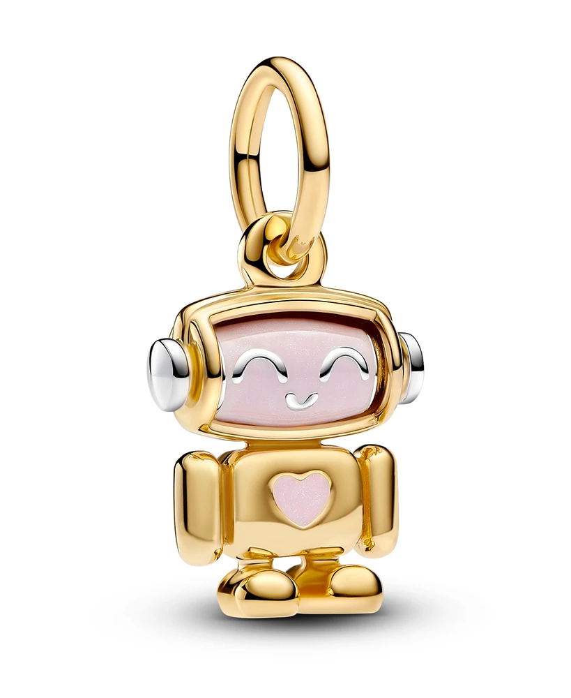 Pandora Sterling silver and 14k Gold-plated unique metal blend Spinnable Face Robot Dangle Charm