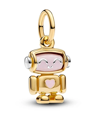 Pandora Sterling silver and 14k Gold-plated unique metal blend Spinnable Face Robot Dangle Charm