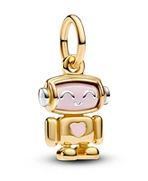 Pandora Sterling silver and 14k Gold-plated unique metal blend Spinnable Face Robot Dangle Charm