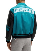 Boss x Nfl Faux-Leather-Polyurethane Sleeves Jacket