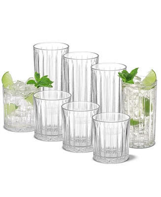 JoyJolt Alina Ribbed Glass Drinkware Set