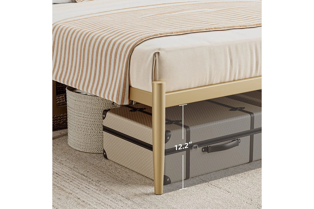 gaomon Gold Metal Bed Frame with Retro Headboard, 14 Inch Platform Bed Frame Mattress Foundation, No Box Spring Needed, Easy Assembly, Full Size