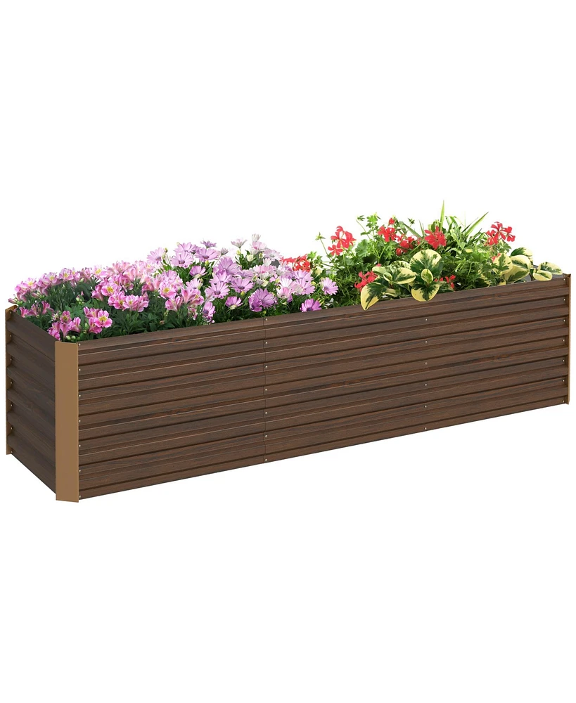 Outsunny 8x2x2ft Galvanized Raised Garden Bed Large Elevated Planter Box