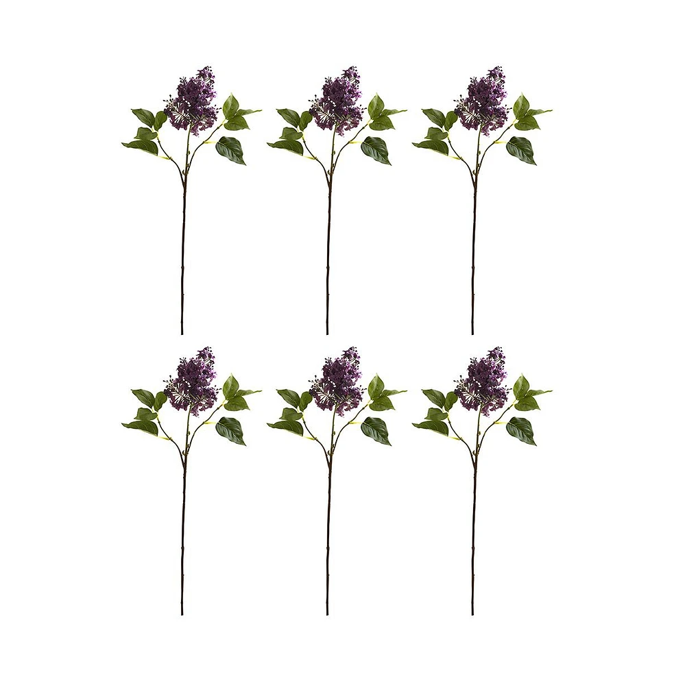 Slickblue 30" Lilac Artificial Flowers - Set of 6 Faux Floral Stems for Home Decor
