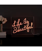 Jonathan Y Life Is Beautiful Contemporary Glam Acrylic Box Usb Operated Led Neon Light